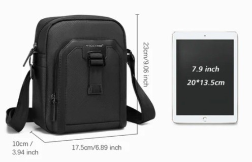 Τigernu L-5209 Ανδρική Τσάντα Ώμου Χιαστί Μαύρη Αδιάβροχη