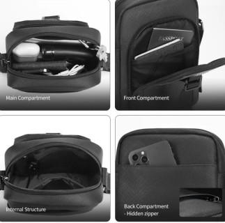 Τigernu L-5209 Ανδρική Τσάντα Ώμου Χιαστί Μαύρη Αδιάβροχη