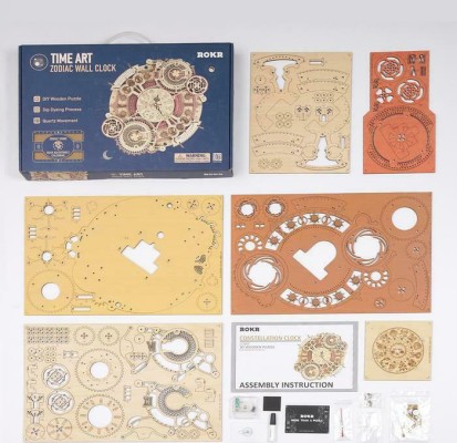 Robotime Παιχνίδι Κατασκευών Ξύλινo Zodiac Wall Clock για Παιδιά 14+ Ετών LC601