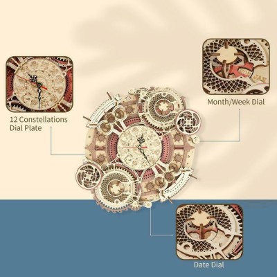 Robotime Παιχνίδι Κατασκευών Ξύλινo Zodiac Wall Clock για Παιδιά 14+ Ετών LC601
