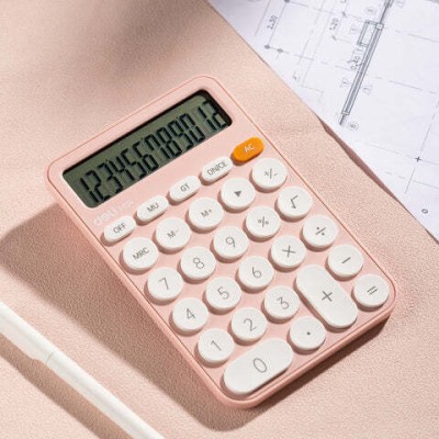 Deli Αριθμομηχανή 338920 12 Ψηφίων σε Ροζ Χρώμα