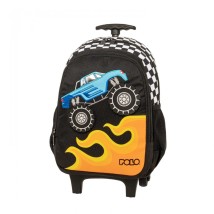 Polo Junior Bibi Σχολική Τσάντα Τρόλεϊ Νηπιαγωγείου Monster Truck με Θήκη για Παγούρι 12lt 2025