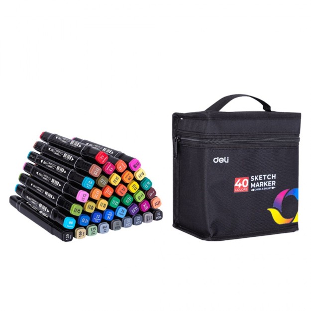 Deli Emotion Μαρκαδόροι Ζωγραφικής Διπλής Μύτης Σετ 40τμχ 1231.149374