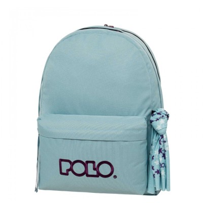 Polo Original Double Scarf Σχολική Τσάντα Πλάτης Γυμνασίου - Λυκείου Γαλάζιο/Μωβ 9-01-235-5347