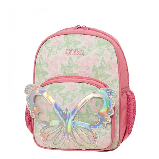 Polo Junior Bibi Σχολική Τσάντα Πλάτης Νηπιαγωγείου Butterfly με Θήκη για Παγούρι 10lt 2025