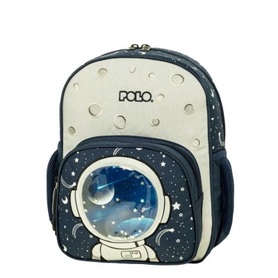 Polo Junior Bibi Σχολική Τσάντα Πλάτης Νηπιαγωγείου Space με Θήκη για Παγούρι 10lt 2025