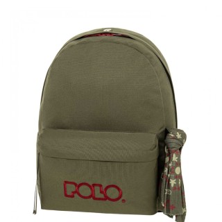 Polo Original Scarf Σχολική Τσάντα Πλάτης Γυμνασίου - Λυκείου Χακί/Κόκκινο 9-01-135-6533