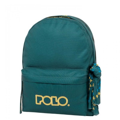 Polo Original Double Scarf Σχολική Τσάντα Πλάτης Γυμνασίου-Λυκείου Πετρόλ/Κίτρινο 9-01-235-5876