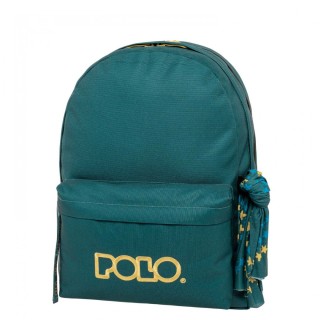 Polo Original Double Scarf Σχολική Τσάντα Πλάτης Γυμνασίου-Λυκείου Πετρόλ/Κίτρινο 9-01-235-5876