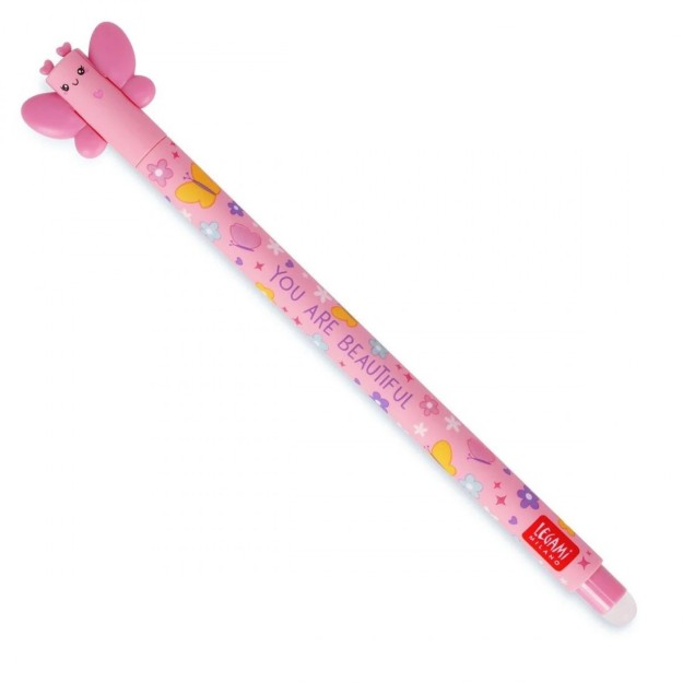 Legami Milano Butterfly Στυλό Gel 0.7mm Ροζ με Ροζ Μελάνι Erasable EP0045