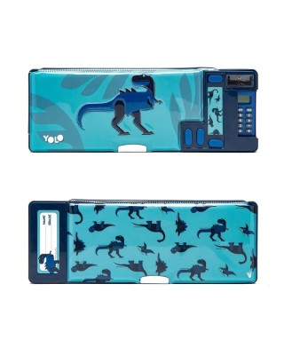 Yolo Κασετίνα Βαρελάκι με 1 Θήκη Light Blue Dino 10124