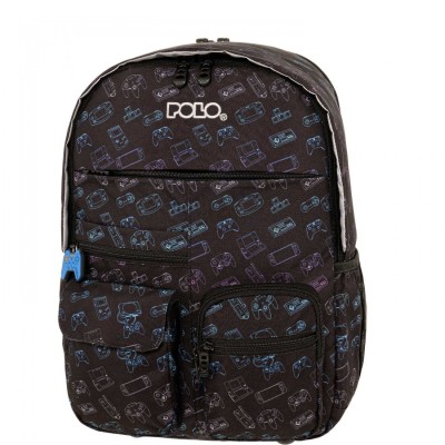 Polo Youngster Σχολική Τσάντα Πλάτης Δημοτικού Μαύρη 9-01-068-8374