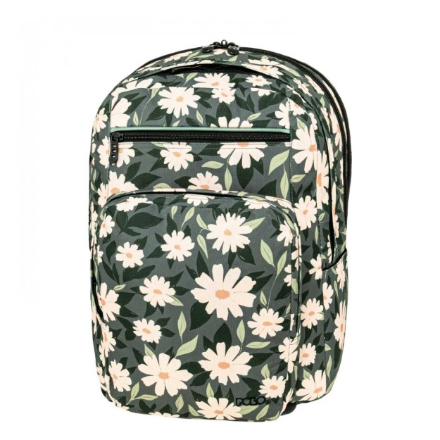 Polo Slit Σχολική Τσάντα Πλάτης Δημοτικού Χακί/Ροζ 9-01-066-8370