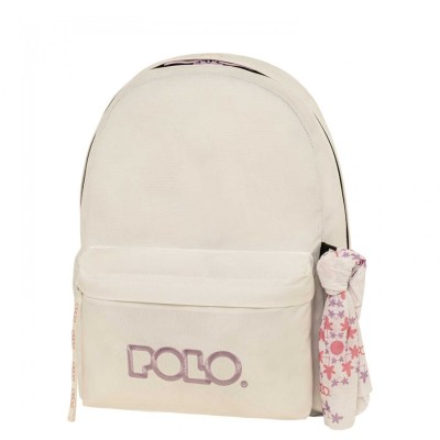 Polo Original Scarf Σχολική Τσάντα Πλάτης Γυμνασίου-Λυκείου Λευκή/Μωβ 9-01-135-2545