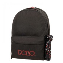 Polo Original Double Scarf Σχολική Τσάντα Πλάτης Γυμνασίου - Λυκείου Μαύρη/Κόκκινη 9-01-235-2033