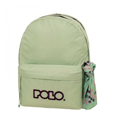 Polo Original Double Scarf Σχολική Τσάντα Πλάτης Γυμνασίου - Λυκείου Φυστικί/Μωβ 9-01-235-6848