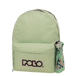 Polo Original Double Scarf Σχολική Τσάντα Πλάτης Γυμνασίου - Λυκείου Φυστικί/Μωβ 9-01-235-6848