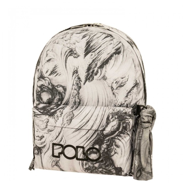 Polo Σχολική Τσάντα Πλάτης Δημοτικού Μπεζ με Θήκη για Παγούρι 27lt 9-01-202-8341