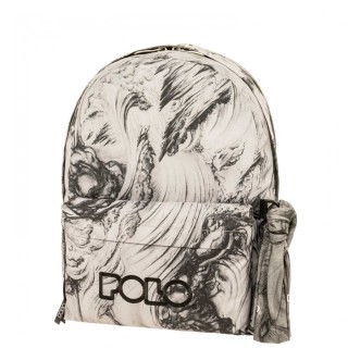 Polo Σχολική Τσάντα Πλάτης Δημοτικού Μπεζ με Θήκη για Παγούρι 27lt 9-01-202-8341