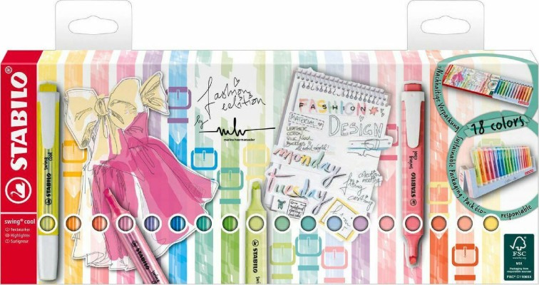 Stabilo Swing Deskset Μαρκαδόροι Υπογράμμισης Πολύχρωμοι 18τμχ 275/18-01