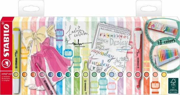 Stabilo Swing Deskset Μαρκαδόροι Υπογράμμισης Πολύχρωμοι 18τμχ 275/18-01
