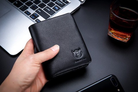 Bull Captain QB-02 Δερμάτινο Ανδρικό Πορτοφόλι Μαύρο