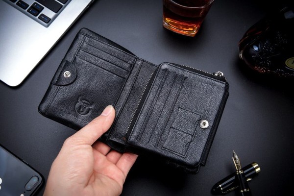 Bull Captain QB-02 Δερμάτινο Ανδρικό Πορτοφόλι Μαύρο