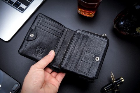 Bull Captain QB-02 Δερμάτινο Ανδρικό Πορτοφόλι Μαύρο