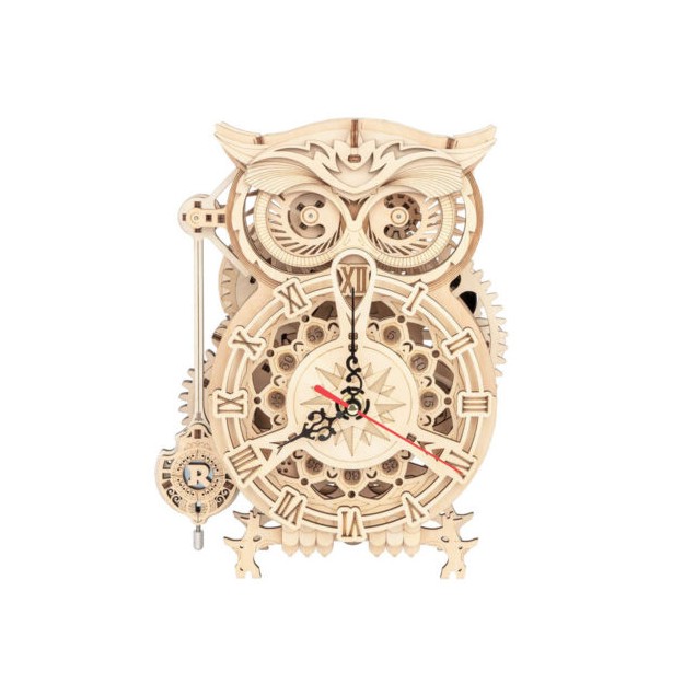 Mechanical Time Ξύλινη Κατασκευή Ρολόι Κουκουβάγια