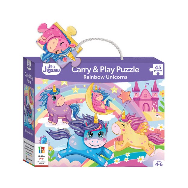 Junior Jigsaw Carry & Play: Rainbow Unicorns Puzzle 45 κομμάτια