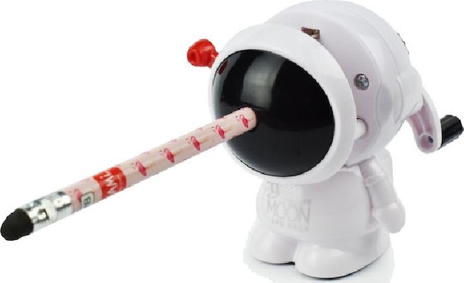 Legami Milano To the Moon and Back Πλαστική Ηλεκτρική Ξύστρα Λευκή Βαρελάκι με Μανιβέλα PSA0001