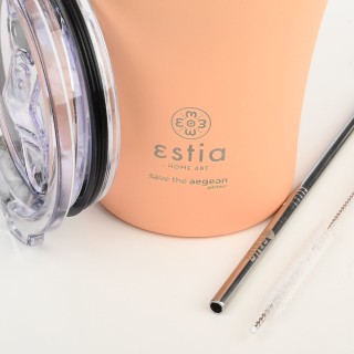 ESTIA ΘΕΡΜΟΣ COFFEE MUG SAVE THE AEGEAN 350ml PEACH FUZZ