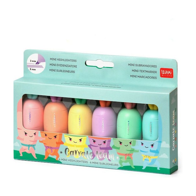 Legami Milano Carrate Team Mini Μαρκαδόροι Υπογράμμισης Πολύχρωμοι 6τμχ HC0001
