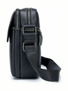 Bull Captain DJB-07 Δερμάτινη Ανδρική Τσάντα Ώμου / Χιαστί σε Μαύρο χρώμα