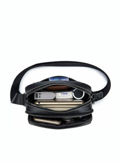 Bull Captain DJB-07 Δερμάτινη Ανδρική Τσάντα Ώμου / Χιαστί σε Μαύρο χρώμα