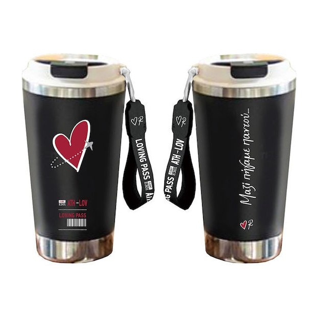 Χάρτινη Πόλη Ποτήρι Θερμός Μαύρο Ρενέ Travel