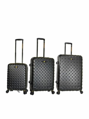 CAT Industrial Plate Βαλίτσες Ταξιδιού Σκληρές Μαύρες Μέγιστου Ύψους 74.5εκ. με 4 Ρόδες Σετ 3τμχ 83688 83688-01