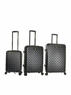 CAT Industrial Plate Βαλίτσες Ταξιδιού Σκληρές Μαύρες Μέγιστου Ύψους 74.5εκ. με 4 Ρόδες Σετ 3τμχ 83688 83688-01