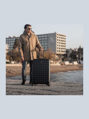 CAT Industrial Plate Μεγάλη Βαλίτσα Ταξιδίου Σκληρή Μαύρη με 4 Ρόδες Ύψους 70εκ. 83688-01