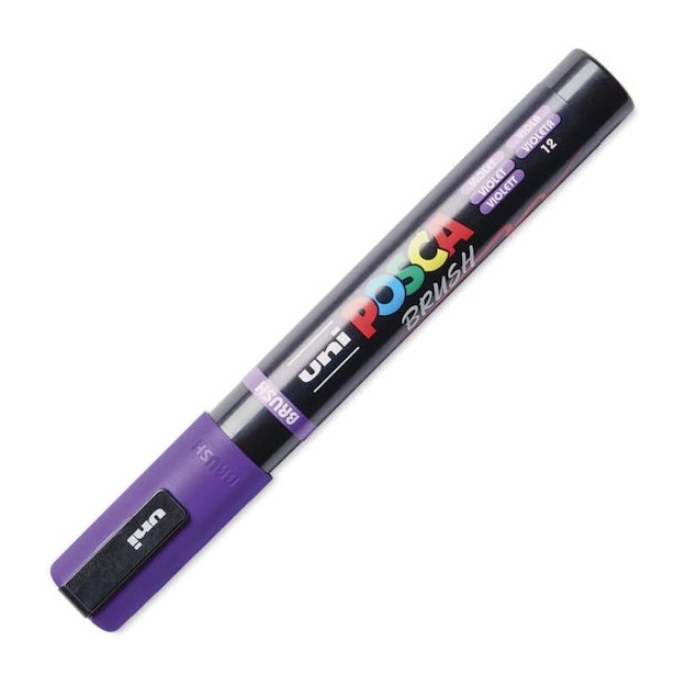 Uni-Ball Posca Brush Ζωγραφικής Μαρκαδόρος Violet PC-5BR/12