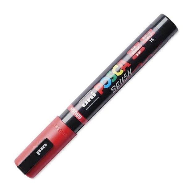 Uni-Ball Posca Brush Ζωγραφικής Μαρκαδόρος Red