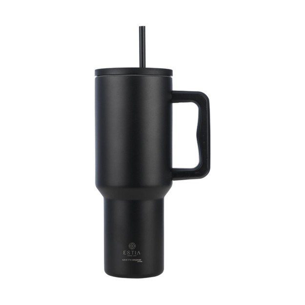 ESTIA ΘΕΡΜΟΣ STRAW TUMBLER XL SAVE THE AEGEAN 1200ml MIDNIGHT BLACK