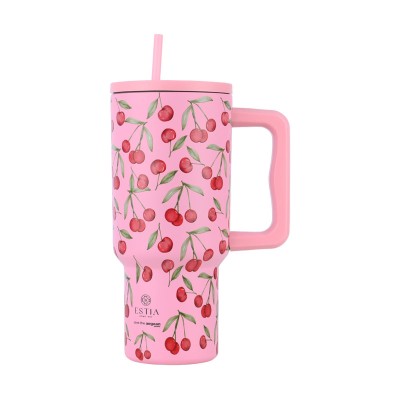 ESTIA ΘΕΡΜΟΣ STRAW TUMBLER XL SAVE THE AEGEAN 900ml CHERRY ROSE