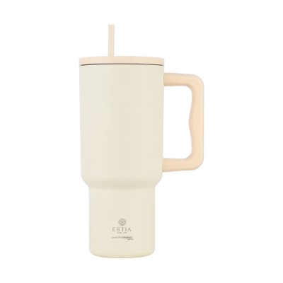 ESTIA ΘΕΡΜΟΣ STRAW TUMBLER XL SAVE THE AEGEAN 900ml LILY WHITE