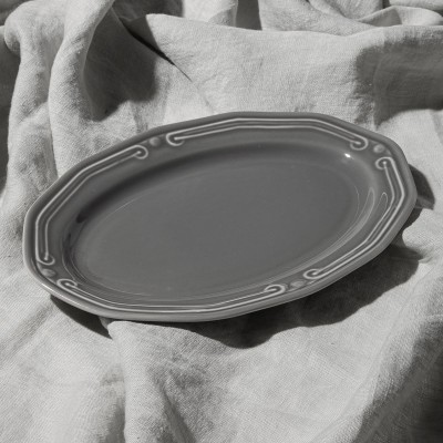 ESTIA ΠΙΑΤΕΛΑ ΟΒΑΛ ATHÉNÉE ΠΟΡΣΕΛΑΝΙΝΗ ΑΝΑΓΛΥΦΗ 25cm GREY