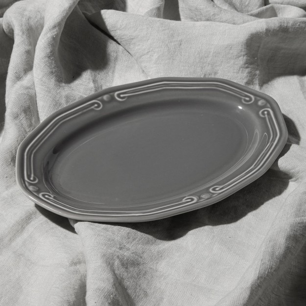 ESTIA ΠΙΑΤΕΛΑ ΟΒΑΛ ATHÉNÉE ΠΟΡΣΕΛΑΝΙΝΗ ΑΝΑΓΛΥΦΗ 25cm GREY