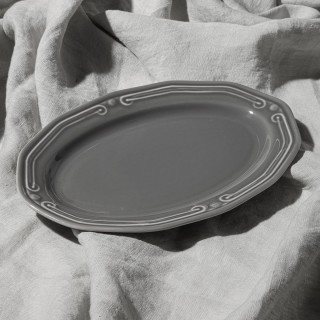 ESTIA ΠΙΑΤΕΛΑ ΟΒΑΛ ATHÉNÉE ΠΟΡΣΕΛΑΝΙΝΗ ΑΝΑΓΛΥΦΗ 25cm GREY