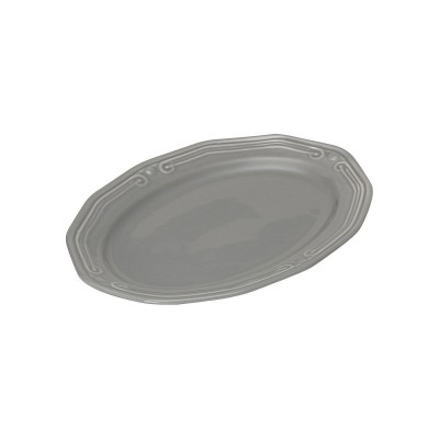 ESTIA ΠΙΑΤΕΛΑ ΟΒΑΛ ATHÉNÉE ΠΟΡΣΕΛΑΝΙΝΗ ΑΝΑΓΛΥΦΗ 25cm GREY