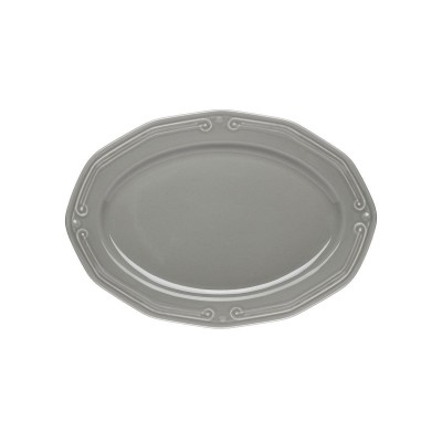 ESTIA ΠΙΑΤΕΛΑ ΟΒΑΛ ATHÉNÉE ΠΟΡΣΕΛΑΝΙΝΗ ΑΝΑΓΛΥΦΗ 25cm GREY