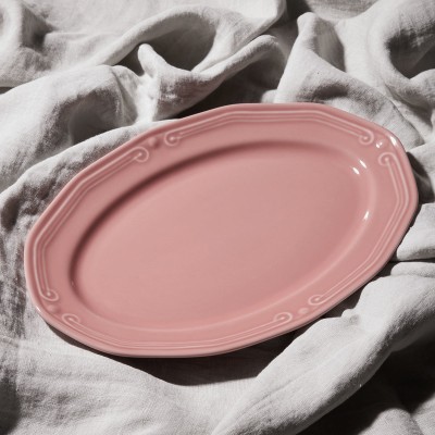 ESTIA ΠΙΑΤΕΛΑ ΟΒΑΛ ATHÉNÉE ΠΟΡΣΕΛΑΝΙΝΗ ΑΝΑΓΛΥΦΗ 25cm ROSE